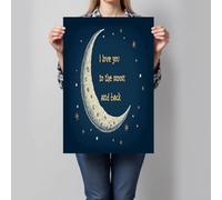 CDXNORA Impression sur Toile Lune Étoiles Decoration Murale Peinture, 60x90 cm Tableaux Muraux Decoratifs Simple Illustré Chambre Salon Tableau, pour Salle de Bain Maison Décorations