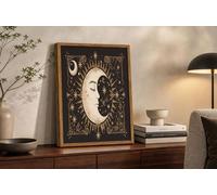 CDXNORA Impression sur Toile Or, Sans cadre Mystère Art Céleste Image Tableau Decoration Murale pour salon, Lune Étoiles peinture sur toile pour Cuisine Salle à manger 60x80 cm
