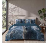 CDXNORA Ours Polaire des Glaciers Parure de Lit 240x220cm pour 2 Personnes pour Enfants | Housse de Couette avec 2 Taies d'oreiller 65x65 cm, Faune Nordique Chambre Décor en Microfibre