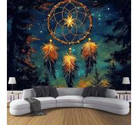 CDXNORA Papier Peint Panoramique Paysage De Ciel Étoilé 3D Soie, 300×210cm Forêt D'Attrape-Rêves Grande Mural, pour Salon, Étude, Chambre d'enfant, Chambre Décoration Poster Papier Peint, Bleu Foncé
