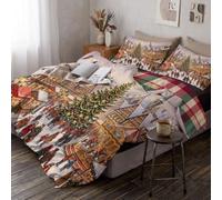 CDXNORA Parures de lit 140x200cm Marché Noël | Housse de Couette Paysage Urbain Style Européen Microfibre Housse de Couette Doux Imprimé avec 1 Taie d'oreiller, 2 Pièces avec Fermeture Éclair