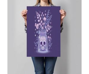 CDXNORA Style Rêveur Impression sur Toile, Crâne Bouteille En Verre Tableau Decoration Murale 40x60 cm, Violet peinture sur toile Murale Affiches, pour Chambre Salon Salle à manger, Sans Cadre