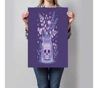 CDXNORA Style Rêveur Impression sur Toile, Crâne Bouteille En Verre Tableau Decoration Murale 80x120 cm, Violet peinture sur toile Murale Affiches, pour Chambre Salon Salle à manger, Sans Cadre