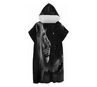 CDXNORA Surf Poncho De Bain Poncho De Plage - Animaux Microfibre Peignoir De Piscine Serviette pour Adulte Femmes Et Hommes Serviette À Changement (75X110Cm, Lion Regardant Les Étoiles)