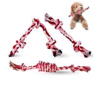 Cdyzqikm Lot de 3 jouets en corde de coton pour petits chiens et chiots - Jouet de dentition durable et jouet à mâcher à tirer de guerre - Jouet interactif sûr pour animaux de compagnie de 2 à 8 mois