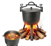 CDZHLTG Chaudron en Fonte 10L, Marmite de Chasse en Fonte avec Pieds pour Famille, Cocotte Hollandais Sans Revêtement Chimique, Marmite de Camping pour Feu de Camp, Barbecue, Jardin
