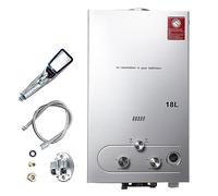 CDZHLTG Chauffe Eau Gaz 18L, 36kW GPL Chauffe Eau à Gaz, Affichage Numérique Instantané Extérieur Chauffe Bain à Gaz Propane, Argent