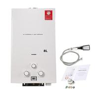 CDZHLTG Chauffe Eau Gaz,8L 16kW GPL Chauffe-Eau Instantané à Gaz Propane pour la Maison et Iextérieur, Instantané Chauffe Bain à Gaz Propane Utilisation pour Cuisine Et Salle De Bain (Blanc)