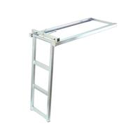 CDZHLTG Échelle Escamotable Pliante 3 Marches Plateforme - Acier Inoxydable 304 - Capacité 300kg - pour Camion, Fourgon, Camping-Car, Conteneur - Anti-dérapant (Argent)