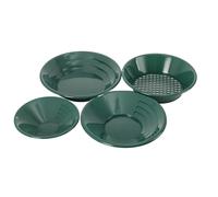 CDZHLTG Kit D'orpaillage 4PCS,Gold Pan Kit,Kit Complet pour Chercheur d'Or Débutant,Batée avec Raimures Intérieures pour Orpaillage, Géologie, Activité En Plein Air
