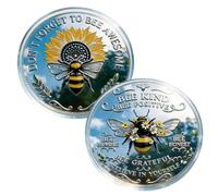 Ce badge commémoratif sur le thème des abeilles dispose d'un motif d'abeille inspirant double face, transmettant un message de gentillesse et de gratitude. Le motif tournesol et fleur de laurier en