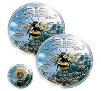 Ce badge commémoratif sur le thème des abeilles dispose d'un motif d'abeille inspirant double face, transmettant un message de gentillesse et de gratitude. Le motif tournesol et fleur de laurier en