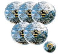 Ce badge commémoratif sur le thème des abeilles dispose d'un motif d'abeille inspirant double face, transmettant un message de gentillesse et de gratitude. Le motif tournesol et fleur de laurier en