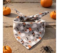 Ce bandana pour animaux de compagnie d'Halloween est fabriqué en polyester avec des imprimés de fantômes et de citrouilles. C'est un bel accessoire pour chiens énergiques de petite taille comme les ch