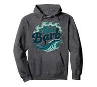 Ce Barb : Surfer Girl Ocean Wave Retro Sweat à Capuche, Unisexe pour Adultes, Chiné Foncé, S