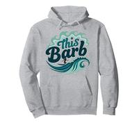 Ce Barb : Surfer Girl Ocean Wave Retro Sweat à Capuche, Unisexe pour Adultes, Gris Chiné, XXL