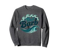 Ce Barb : Surfer Girl Ocean Wave Retro Sweatshirt, Unisexe pour Adultes, Chiné Foncé, XXL