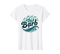 Ce Barb : Surfer Girl Ocean Wave Retro T-Shirt, Femme, Blanc, M