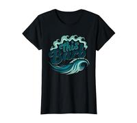 Ce Barb : Surfer Girl Ocean Wave Retro T-Shirt, Femme, Noir, 3XL