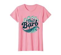 Ce Barb : Surfer Girl Ocean Wave Retro T-Shirt, Femme, Rose, L