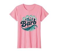 Ce Barb : Surfer Girl Ocean Wave Retro T-Shirt, Femme, Rose, S