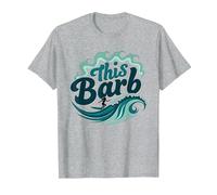 Ce Barb : Surfer Girl Ocean Wave Retro T-Shirt, Homme, Gris Chiné, XL
