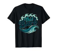 Ce Barb : Surfer Girl Ocean Wave Retro T-Shirt, Homme, Noir, 4XL