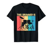 Ce batteur a 16 ans Thème de batterie pour son anniversaire T-Shirt