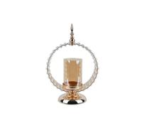 Ce Chandelier européen en Fer doré et Perle, de Forme Circulaire, est Un Ornement rétro.