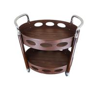 Ce Chariot de Bar de Cuisine rétro en Bois à Deux Niveaux, avec roulettes et poignées, est idéal pour Le café, Le vin et Les Boissons. Un Rangement élégant pour la Maison et la Salle à Mange