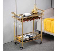 Ce Chariot de Service de Cuisine Moderne à 2 Niveaux avec Mini-Bar intégré est Un élégant Espace café avec Rangement pour Le vin et Les en-Cas. C'est Un Chariot de Bar Polyvalent pour la mai
