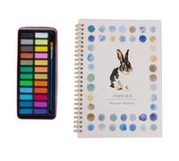 Ce coffret complet de peinture à l'aquarelle comprend un cahier à spirale idéal pour les débutants, avec 12 motifs prédéfinis et 24 couleurs. Le papier est épais et résistant à la (Lapin)