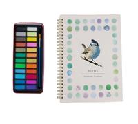 Ce coffret complet de peinture à l'aquarelle comprend un cahier à spirale idéal pour les débutants, avec 12 motifs prédéfinis et 24 couleurs. Le papier est épais et résistant à la (Oiseau)