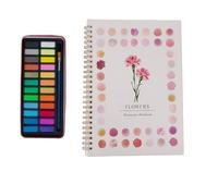 Ce coffret complet de peinture à l'aquarelle comprend un cahier à spirale idéal pour les débutants, avec 12 motifs prédéfinis et 24 couleurs. Le papier est épais et résistant à la (Fleur fraîche)