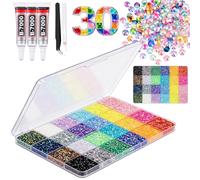 Ce coffret comprend des strass à dos plat de 3 mm présentés dans un assortiment coloré idéal pour le DIY parfait pour les loisirs créatifs les mugs et les coques de téléphone (30000 pièces + colle)