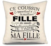 Ce Coussin Appartient à la Meilleure Fille du Monde - Housse de Coussin pour Fille de Maman Papa - Cadeau d'Anniversaire et de Noël