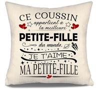 Ce Coussin Appartient à la Petite-Fille du Monde - Housse de Coussin Anniversaire et Cadeau de Noël pour Grand-Mère et Grand-Père