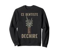 Ce Dentiste Dechire Guitare Gothique Rocker Squelette Sweatshirt