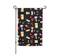 Ce drapeau de jardin à motif de médecine de dessin animé est la bienvenue aux invités dans votre maison avec unique. Parfait pour n'importe quelle terrasse, patio, porche ou véranda et fait de