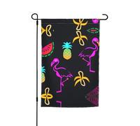 Ce drapeau de jardin imprimé ananas banane flamant rose est la bienvenue aux invités dans votre maison avec un style unique. Parfait pour n'importe quelle terrasse, patio, porche ou véranda et fait de