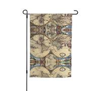 Ce drapeau de jardin imprimé carte du monde antique est la bienvenue aux invités dans votre maison avec un style unique. Parfait pour toute terrasse, patio, porche ou véranda et faites de charmantes