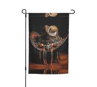 Ce drapeau de jardin imprimé chapeau de rodéo de l'Ouest américain est la bienvenue aux invités dans votre maison avec un style unique. Parfait pour n'importe quelle terrasse, patio, porche ou véranda