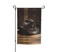 Ce drapeau de jardin imprimé chapeau de rodéo de l'Ouest américain est la bienvenue aux invités dans votre maison avec un style unique. Parfait pour n'importe quelle terrasse, patio, porche ou véranda