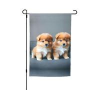 Ce drapeau de jardin imprimé chiots de Poméranie et point 1 est la bienvenue aux invités dans votre maison avec un style unique. Parfait pour n'importe quelle terrasse, patio, porche ou véranda et