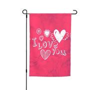 Ce drapeau de jardin imprimé cœur de Saint-Valentin est la bienvenue aux invités dans votre maison avec un style unique. Parfait pour toute terrasse, patio, porche ou véranda et fait de charmantes