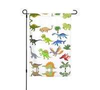 Ce drapeau de jardin imprimé dinosaure de dessin animé est la bienvenue aux invités dans votre maison avec unique. Parfait pour n'importe quelle terrasse, patio, porche ou véranda et fait de