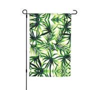 Ce drapeau de jardin imprimé feuilles vertes de palmier est la bienvenue aux invités dans votre maison avec un style unique. Parfait pour n'importe quelle terrasse, patio, porche ou véranda et fait de