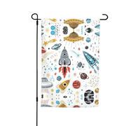 Ce drapeau de jardin imprimé fusées de dessin animé est la bienvenue aux invités dans votre maison avec unique. Parfait pour n'importe quelle terrasse, patio, porche ou véranda et fait de charmantes