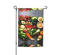 Ce drapeau de jardin imprimé nourriture saine est la bienvenue aux invités dans votre maison avec un style unique. Parfait pour n'importe quelle terrasse, patio, porche ou véranda et fait de