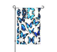 Ce drapeau de jardin imprimé papillons bleus est la bienvenue aux invités dans votre maison avec un style unique. Parfait pour n'importe quelle terrasse, patio, porche ou véranda et fait de charmantes